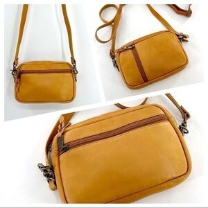 Harry And David's Northwest Express Tan Leather Vintage Crossbody Bag